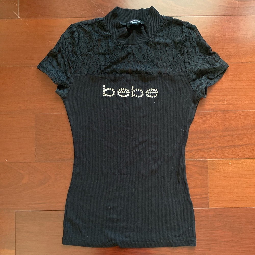 black lace rhinestone top